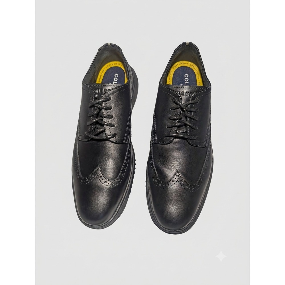 Cole Haan Mens Grand+ Wingtip Oxford Black Leather Dress Shoes C36938 Sz 9.5 M